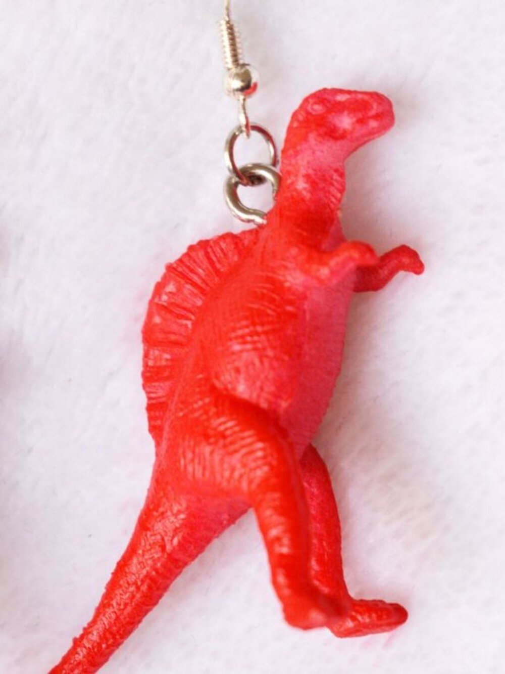 ❤️ Red Dinosaur Statement Earrings - Picture 2 of 5